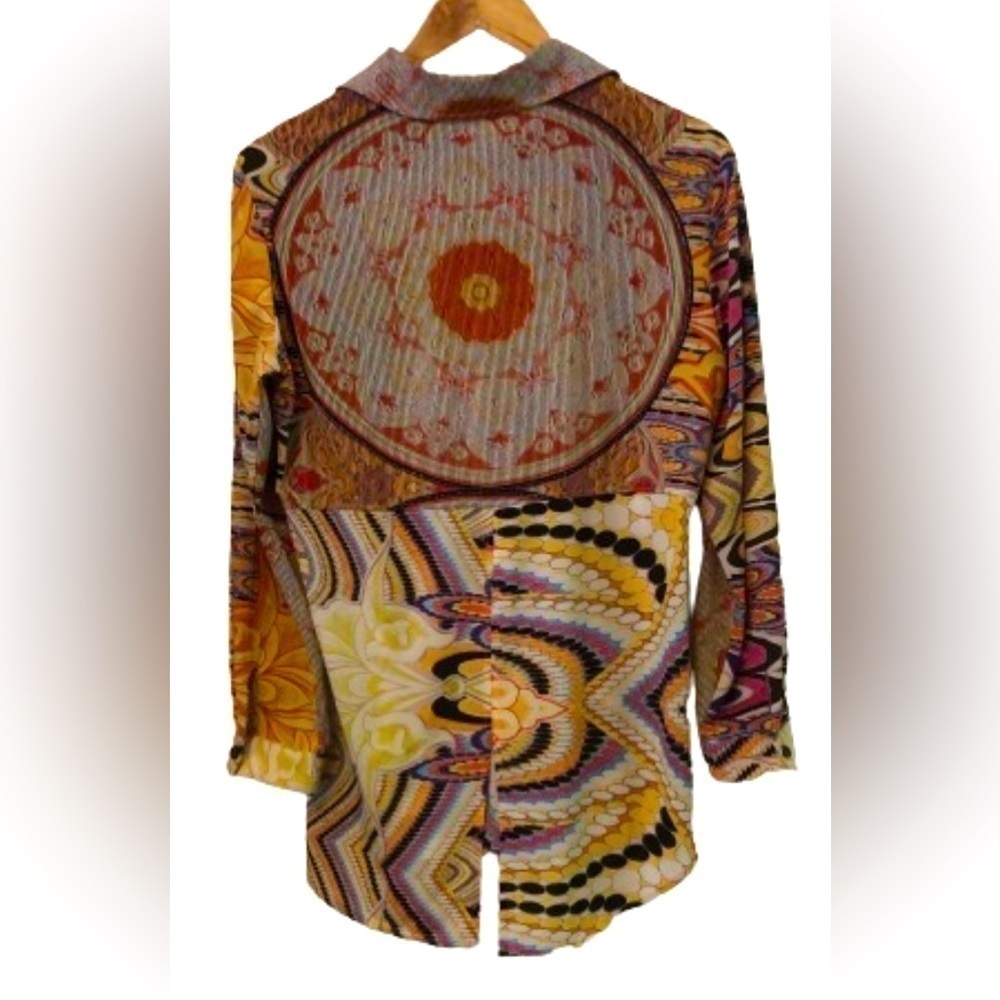 Mesmerize 70’s print button down long sleeve shirt SZ M psychedelic - Picture 2 of 7